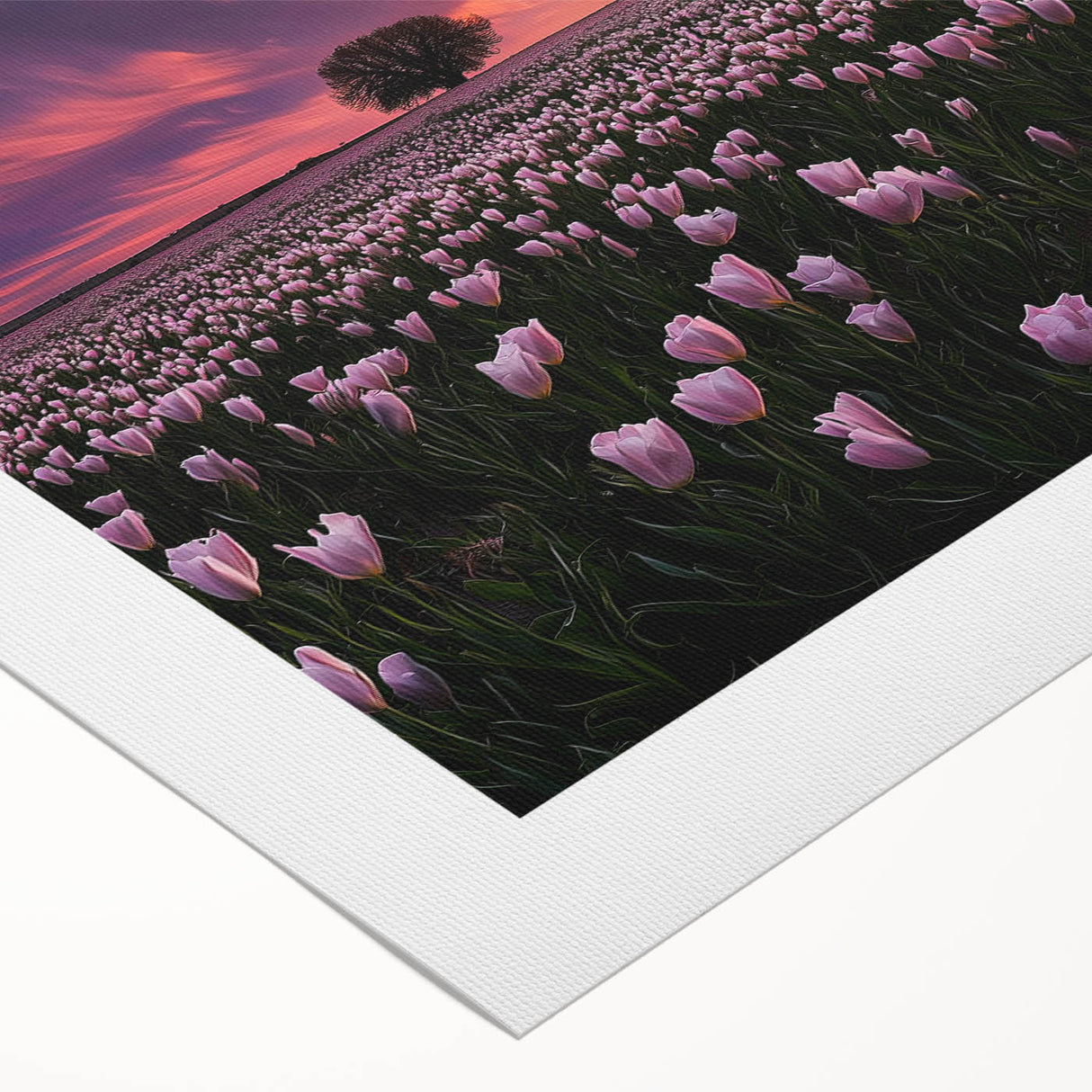 Vibrant rolled canvas depicting a serene landscape of expansive green fields under a clear blue sky, showcasing intricate details and textures, ideal for home decor.