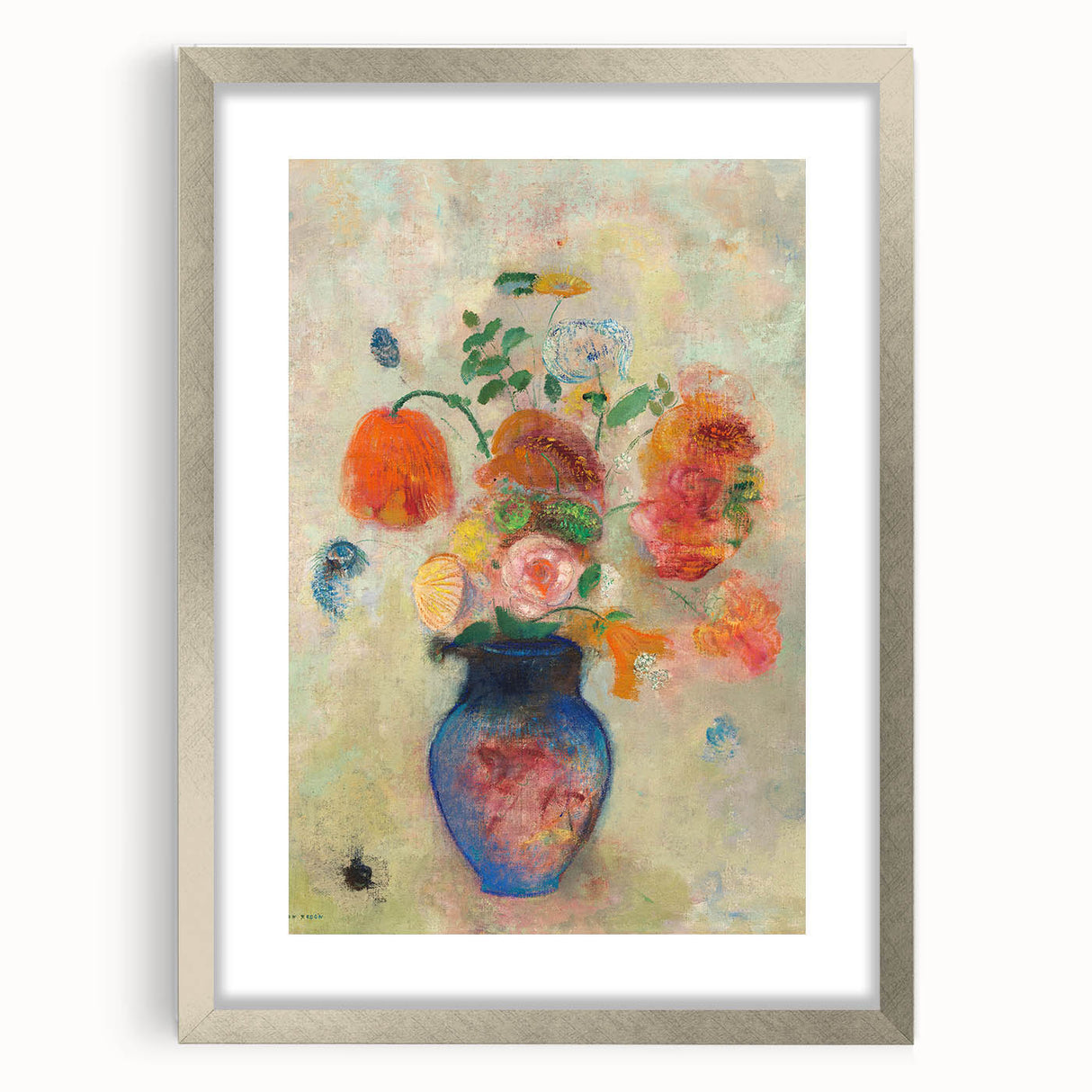 Modern Wall Art: Odilon Redon's Vibrant Floral Vase in Pastel Hues
