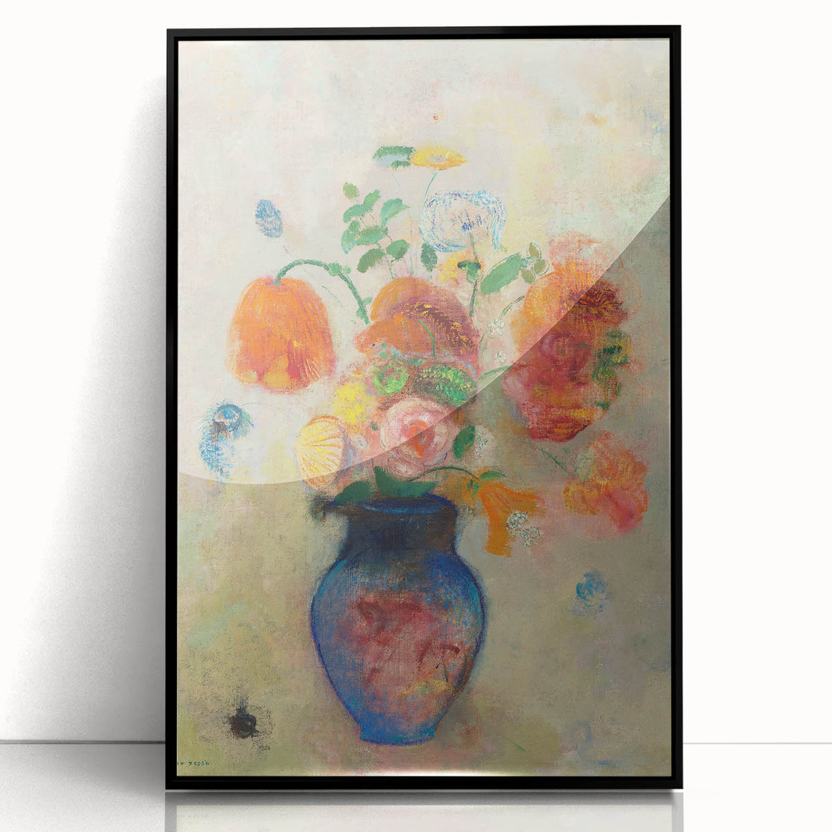 Modern Wall Art: Odilon Redon's Vibrant Floral Vase in Pastel Hues