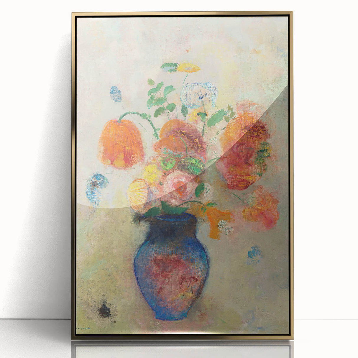 Modern Wall Art: Odilon Redon's Vibrant Floral Vase in Pastel Hues