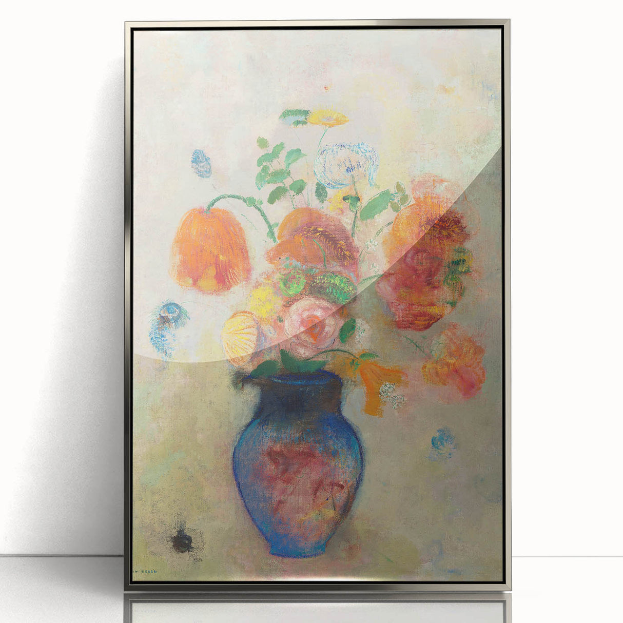 Modern Wall Art: Odilon Redon's Vibrant Floral Vase in Pastel Hues