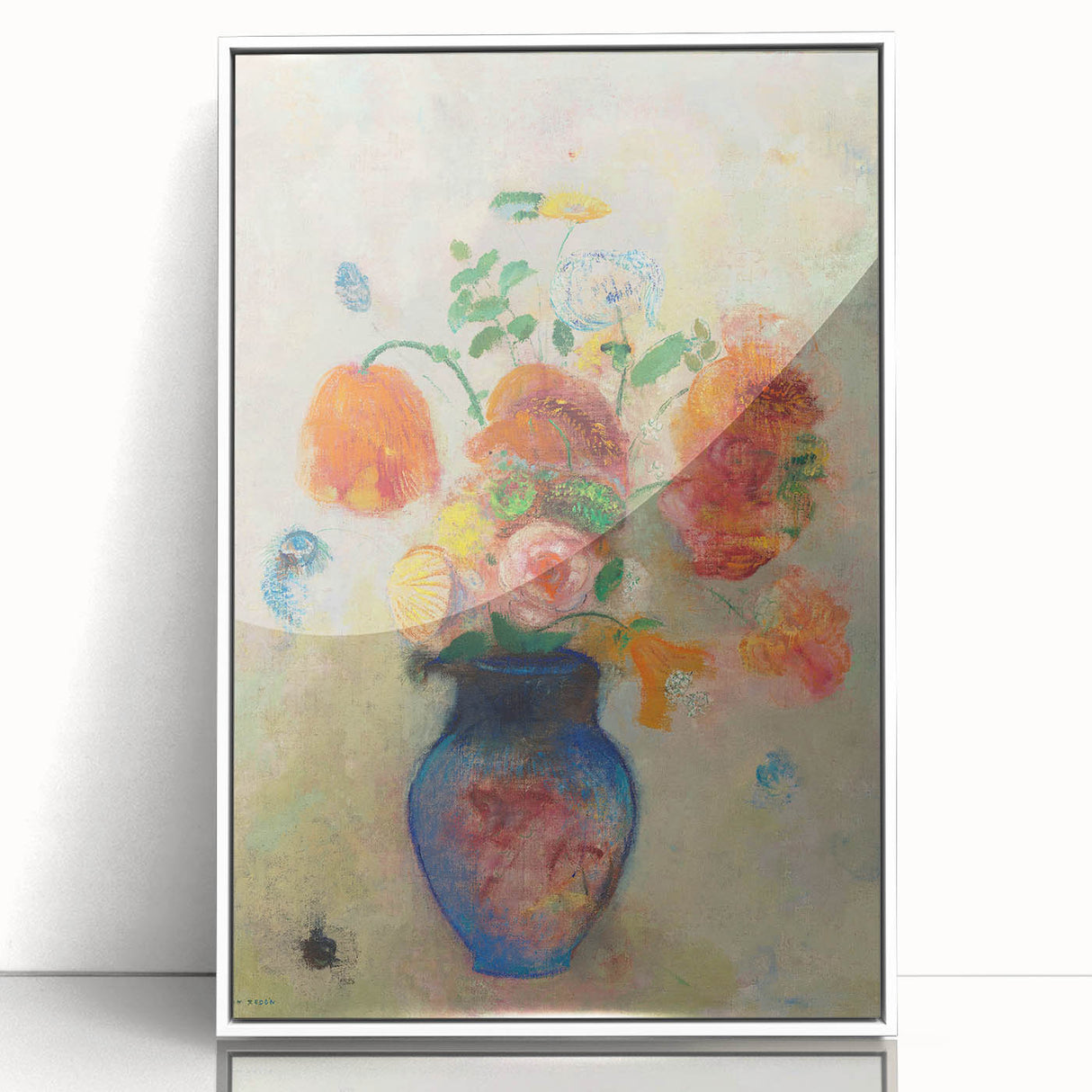Modern Wall Art: Odilon Redon's Vibrant Floral Vase in Pastel Hues