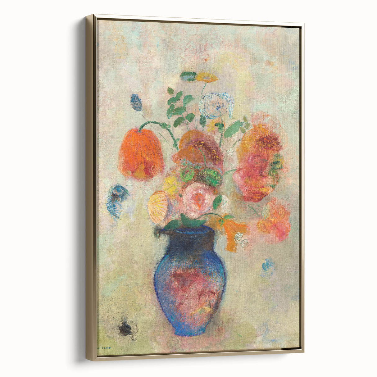 Modern Wall Art: Odilon Redon's Vibrant Floral Vase in Pastel Hues