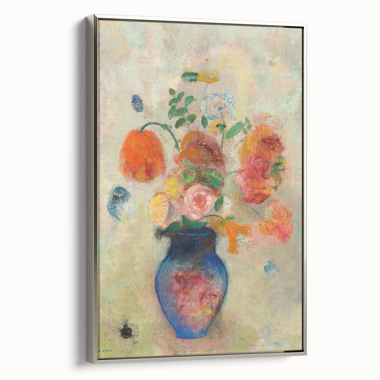 Modern Wall Art: Odilon Redon's Vibrant Floral Vase in Pastel Hues
