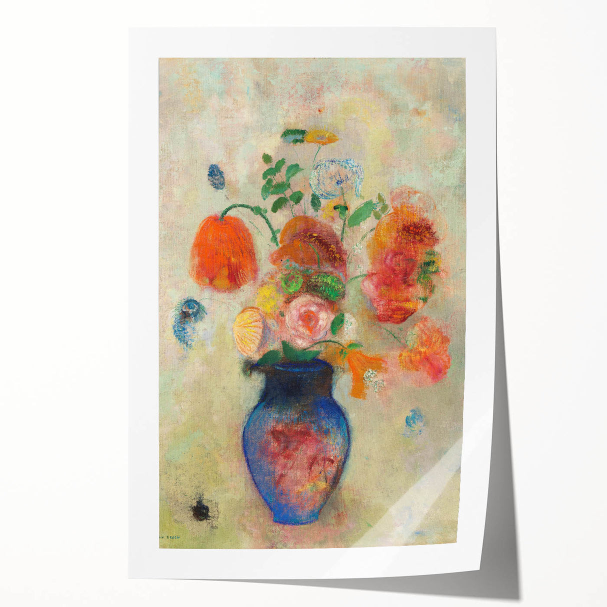 Modern Wall Art: Odilon Redon's Vibrant Floral Vase in Pastel Hues