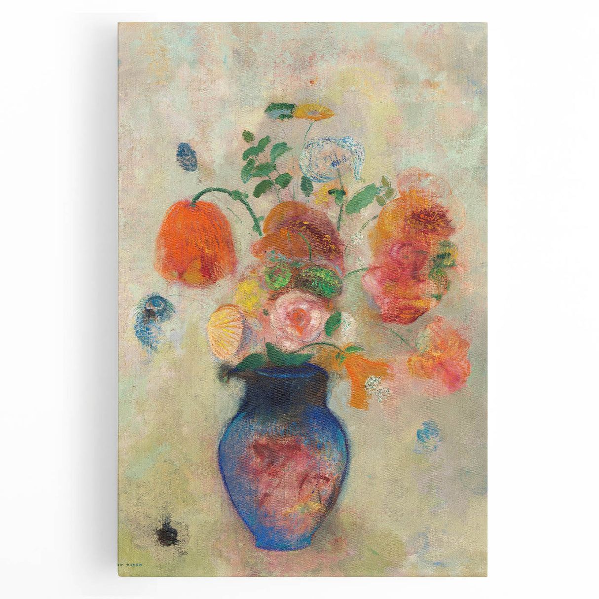 Modern Wall Art: Odilon Redon's Vibrant Floral Vase in Pastel Hues