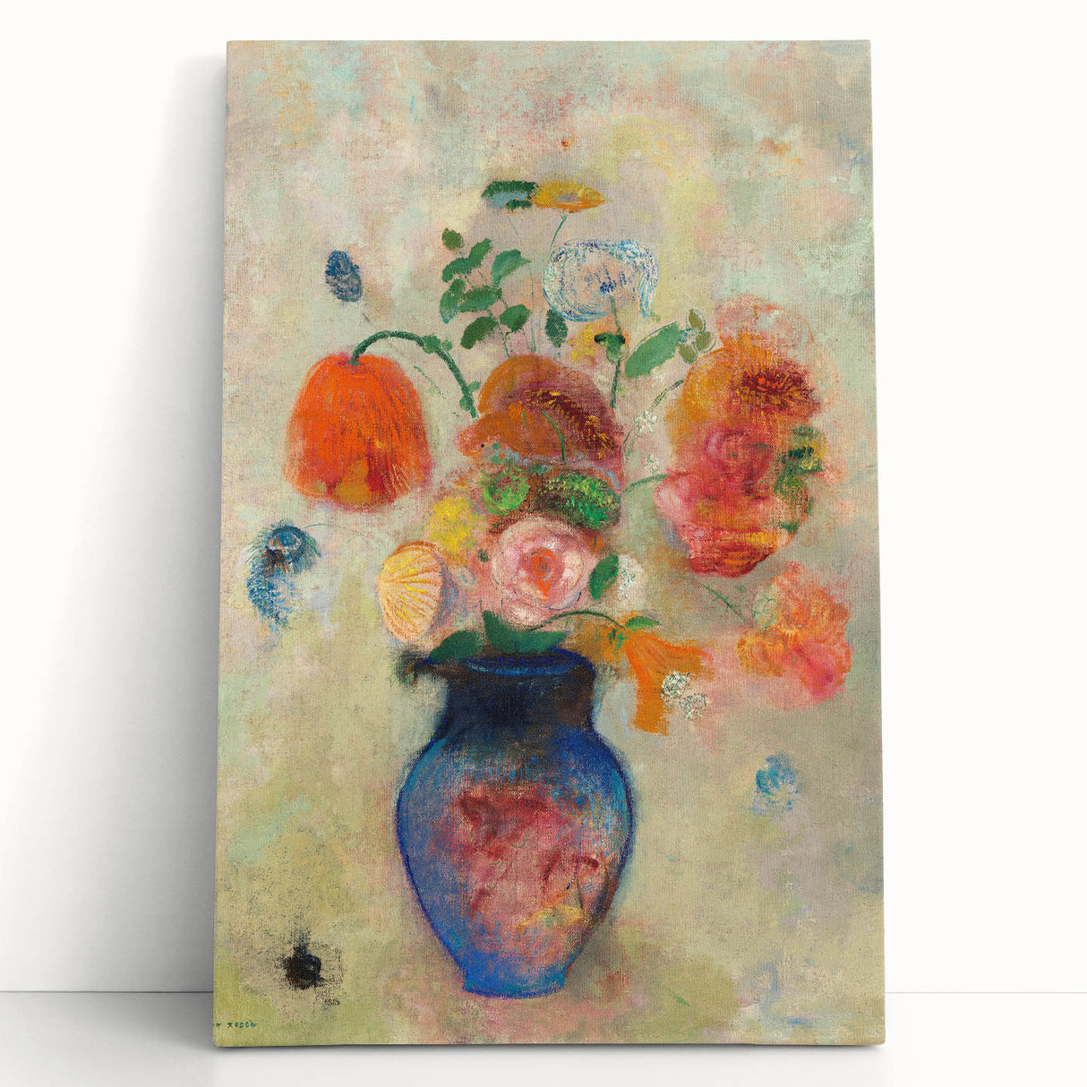 Modern Wall Art: Odilon Redon's Vibrant Floral Vase in Pastel Hues
