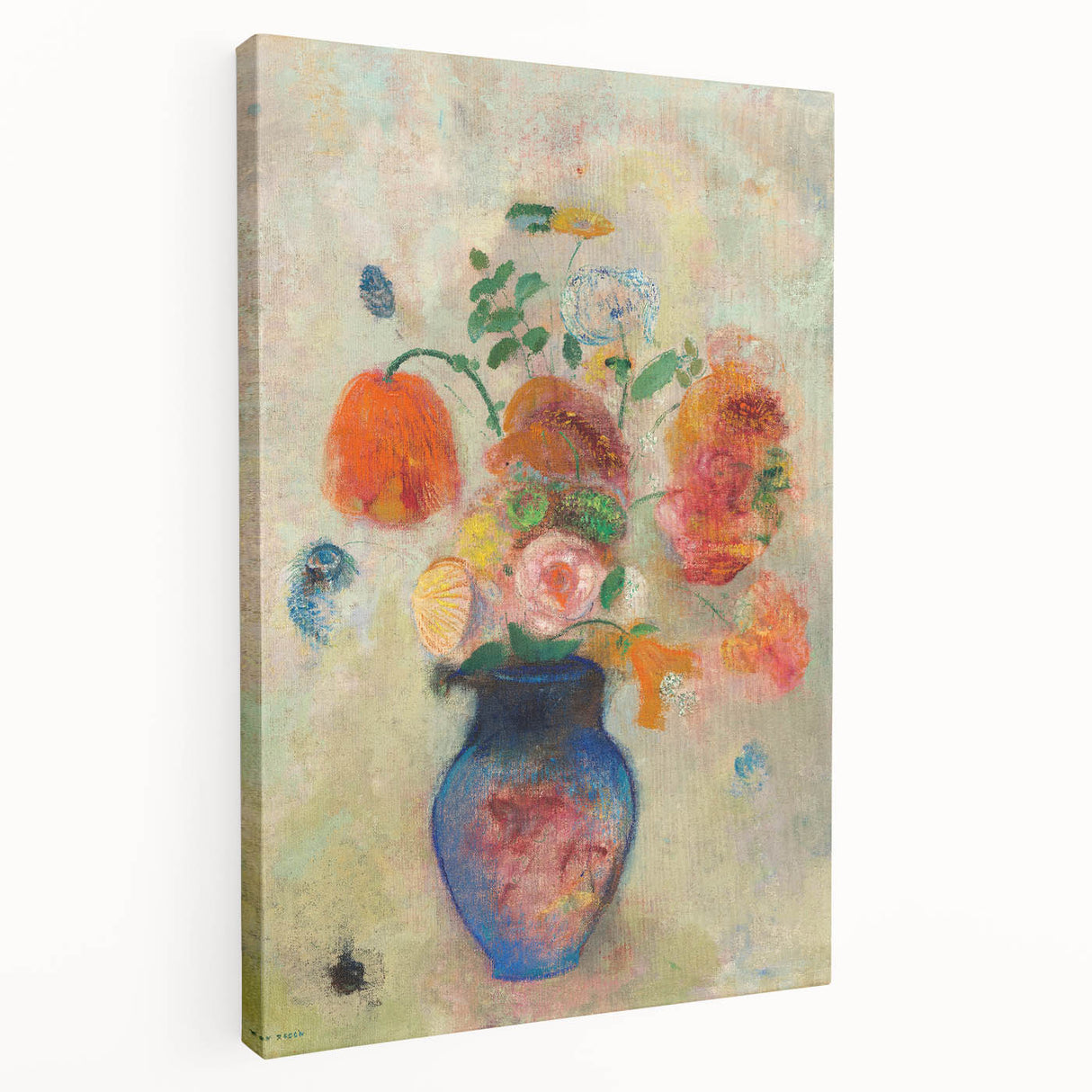 Modern Wall Art: Odilon Redon's Vibrant Floral Vase in Pastel Hues