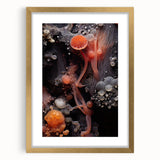 Extra large abstract art print with textured elements in muted gold and cream, framed with mat, ideal for living room decor.