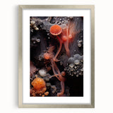 Textured abstract art print in muted earth tones on a framed canvas, suitable for enhancing a bedroom's ambiance.