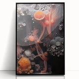 Large abstract wall art in black and white, framed in acrylic, featuring organic forms, ideal for modern living room decor.