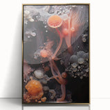 Large art print of natural close-ups in gold frame, featuring mid-century modernist style, ideal for nursery wall decor.