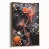 Framed canvas featuring a black and gold vintage landscape painting, ideal for bedroom wall decor.