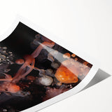 Extra large wall art featuring line art flowers in black on a white background, rolled print.