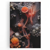 Large black and white photo of natural close-up elements on stretched canvas, ideal for kitchen wall art.