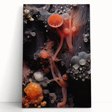 Black and white close-up photo of natural elements on stretched canvas, ideal for kitchen wall art or bedroom decor.