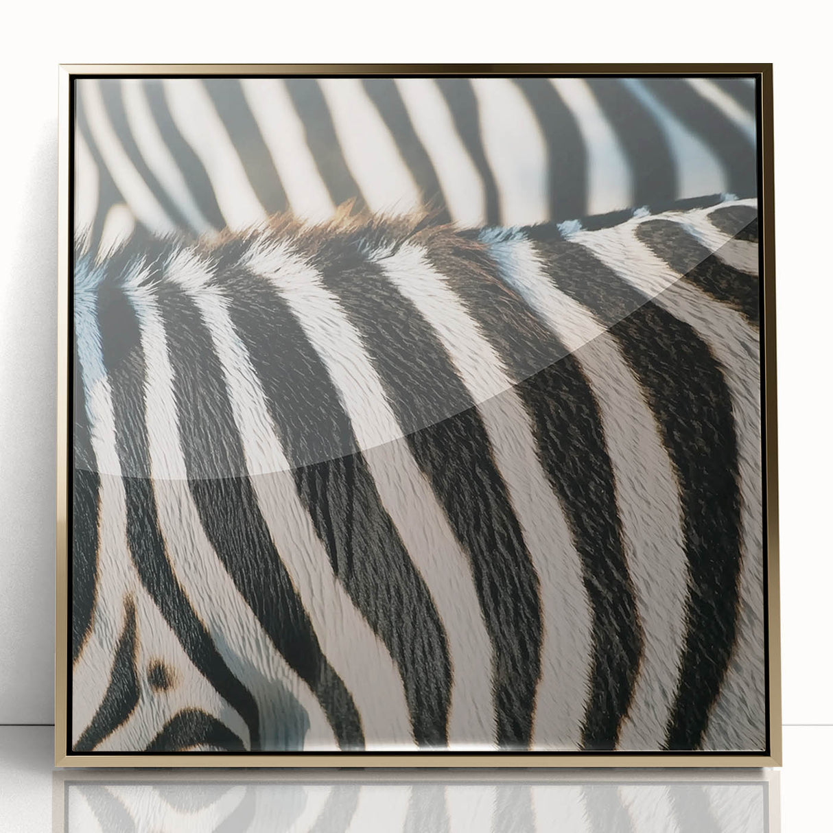 Large acrylic print of a mid-century modernist animal design in gold tones, ideal for nursery wall decor.