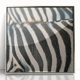 Mid-century modernist art featuring a close-up of an animal in muted earth tones, acrylic print in a silver frame.