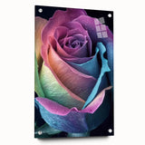 Acrylic glass print of close-up floral imagery in vibrant colors, ideal for bedroom or dining room decor.