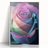 Art deco poster featuring close-ups of florals in soft pink and white tones on acrylic, framed, ideal for nursery wall art.