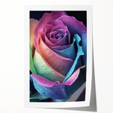 Close-up floral art on a rolled print, featuring vibrant pink and green tones, suitable for dining room or bathroom decor.