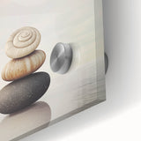 Large abstract wall art featuring close-up nature elements in muted green and brown tones on acrylic glass.
