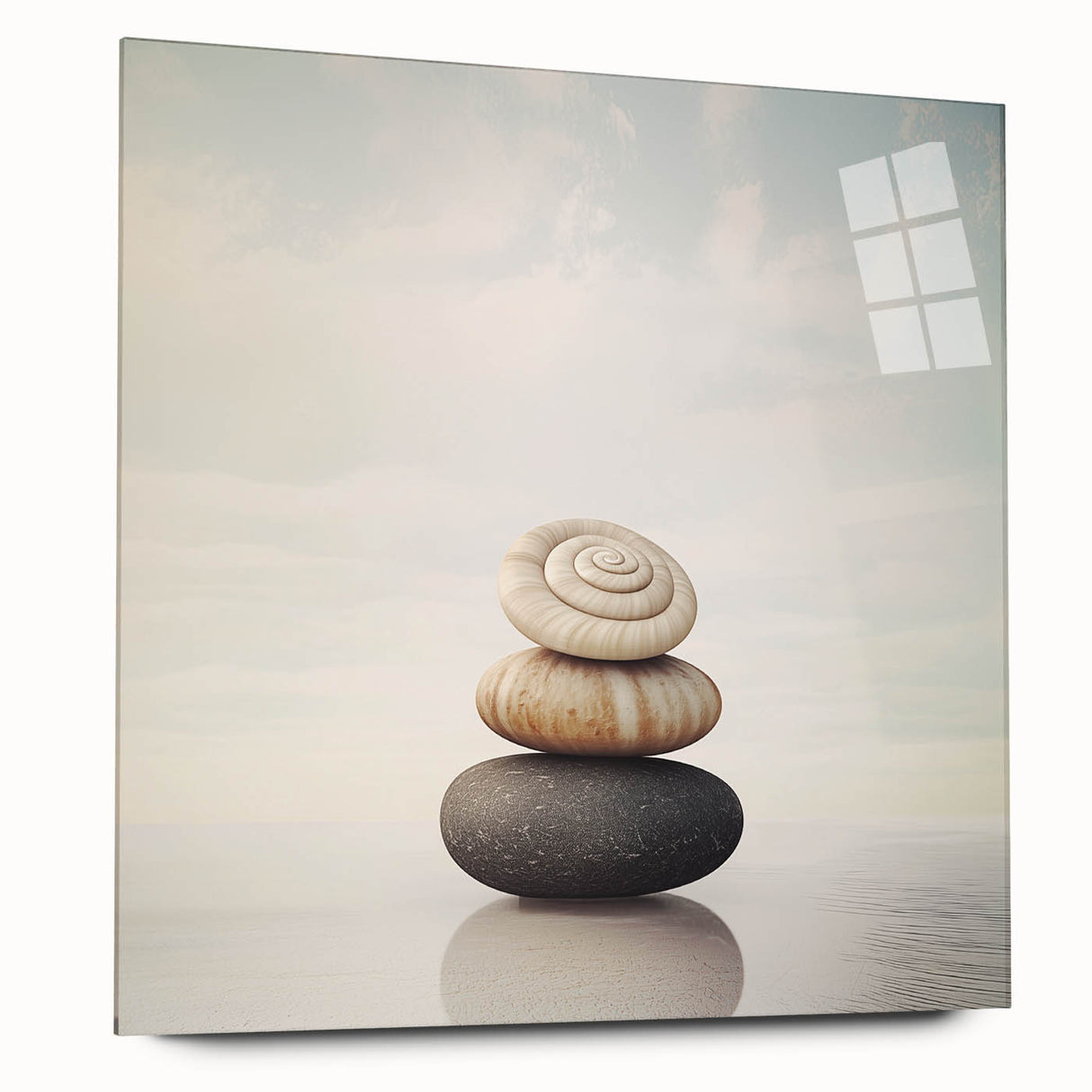 Large abstract wall art depicting close-up nature elements in vibrant green and blue tones, acrylic glass.