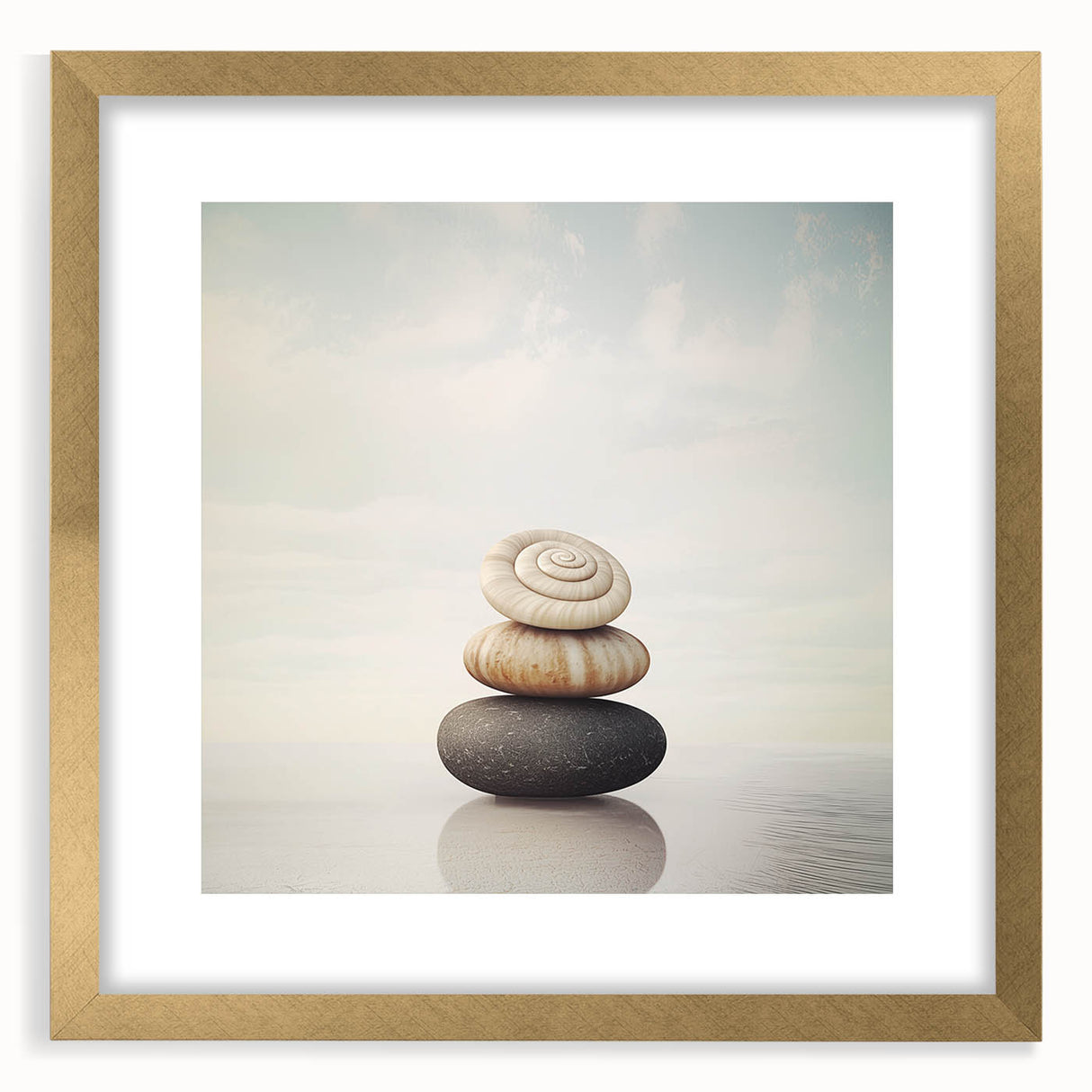 Extra large abstract art print featuring textured green and gold elements, framed in gold, ideal for living room decor.