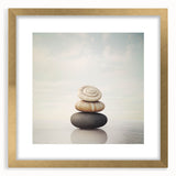 Extra large abstract art print featuring textured green and gold elements, framed in gold, ideal for living room decor.