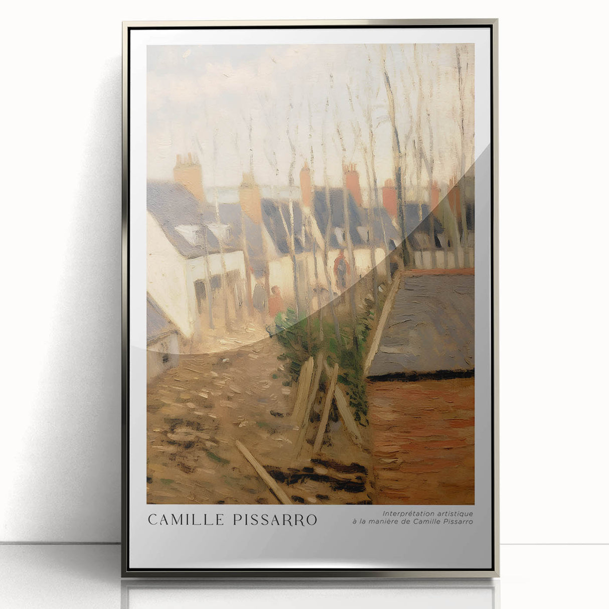 Mid-century modernist art deco poster featuring a mix of muted blue and silver tones on acrylic, ideal for nursery wall art.