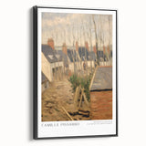 Black and white vintage poster art of a landscape on framed canvas, suitable for bedroom decor.
