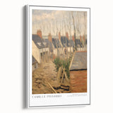 Vintage poster art of a colorful abstract design on a large framed canvas, suitable for living room decor.