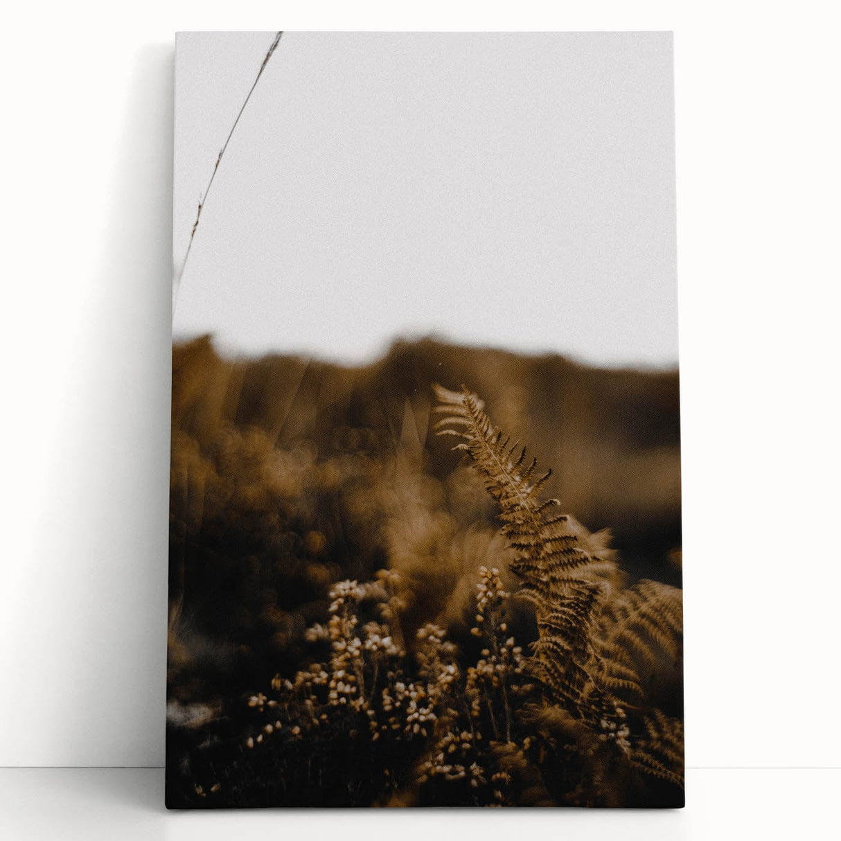 Black and white stretched canvas depicting a serene autumnal scene, ideal for kitchen wall art or bedroom ambiance.