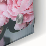 Large abstract wall art on acrylic glass depicting spring colors in mid-century modernist style.