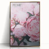 Large art print of a mid-century modernist spring scene in pastel shades, framed in gold acrylic, ideal for nursery wall art.