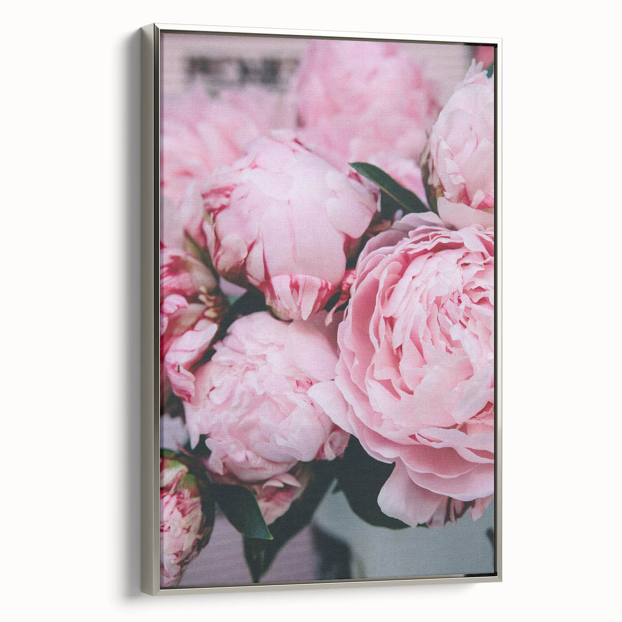Landscape art painting of spring season on framed canvas, featuring pastel colors and vintage poster style.