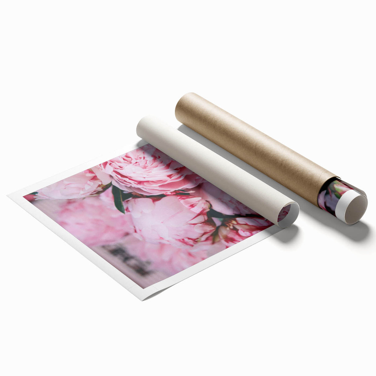 Extra large rolled canvas print featuring a spring floral arrangement in pastel shades, ideal for classy bathroom wall art.