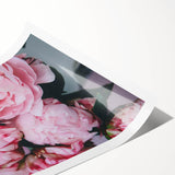 Extra large wall art featuring line art flowers in soft pastel shades on rolled print, ideal for large living room decor.