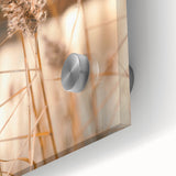 Large abstract wall art in vibrant yellow and blue on acrylic glass.