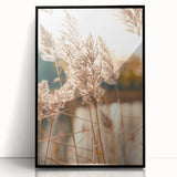 Large abstract wall art featuring mid-century modernist design in vibrant orange and yellow tones on a black acrylic frame.