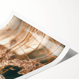 Extra large wall art featuring line art flowers in black on white, rolled print, ideal for large living room decor.