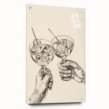 Winter-themed large abstract wall art on acrylic glass, featuring cool blue and white tones, ideal for dining room decor.