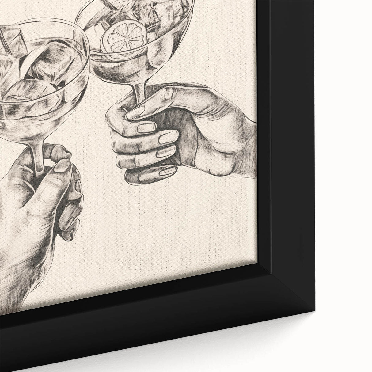 Close-up of textured black wall art with colorful accents on framed canvas, ideal for large living room spaces.