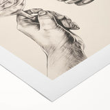 Art deco poster featuring a winter scene in muted blue and white tones on rolled canvas, suitable for dining room decor.