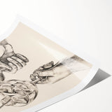 Extra large rolled print of line art flowers in monochrome, ideal for large living room wall art.