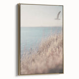 Framed canvas depicting a vintage landscape painting with muted earth tones, ideal for bedroom wall art.