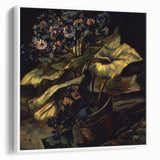 Vintage poster art of Van Gogh's Starry Night on a framed canvas, featuring vibrant blue and yellow tones.