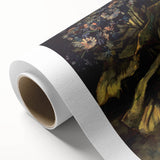 Art deco poster of a serene landscape on rolled canvas, using soft pastel shades, ideal for nursery wall art.