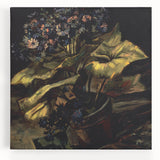 Black and white stretched canvas depicting a Van Gogh-inspired abstract design, ideal for kitchen wall art.