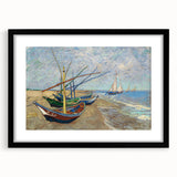 Impressionism Wall Art - Fishing Boats on the Beach by Van Gogh